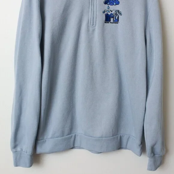 MTV Fleece Women Medium Blue Quarter Zip Pullover - Picture 6 of 7